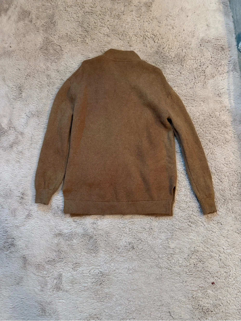 J. Crew Men's Brown Zip-Up Wool Blend Sweater
